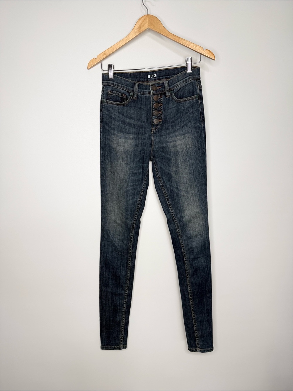BDG Dark Indigo High-Rise Twig Long Button-Fly Skinny Jeans Size 26